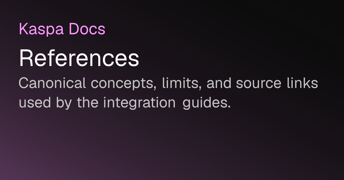 References | Kaspa Docs