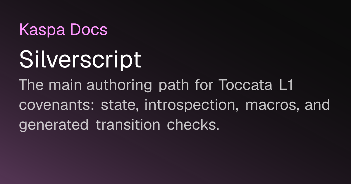 Silverscript | Kaspa Docs